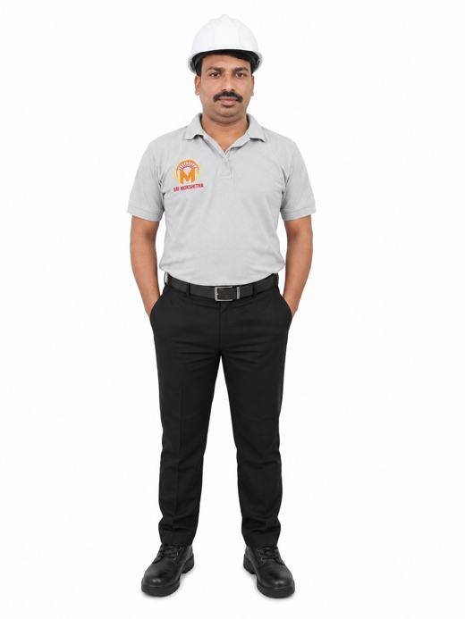 Sri Mokshitha field and technical staff uniform with safety helmet and safety shoes